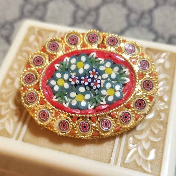 Vintage Micro Mosaic MINT Brooch - Picture 5 of 7